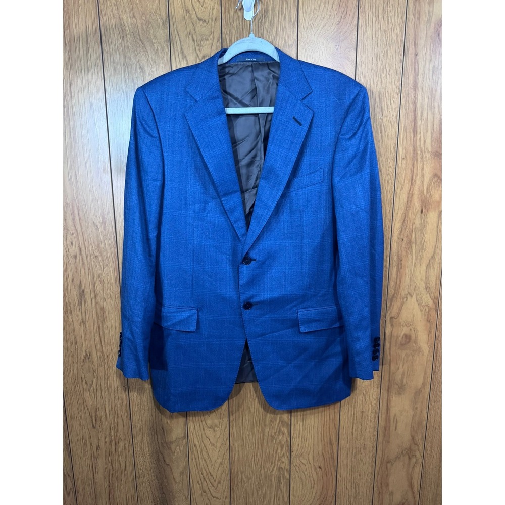 Saks Fifth Avenue Ermenegildo Zegna Blue Herringbone Blazer Sport Coat Italy 50R